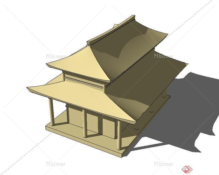 某古典中式风格两层民居建筑su模型[原创]