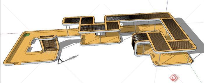 现代风格木制景观廊架设计su模型