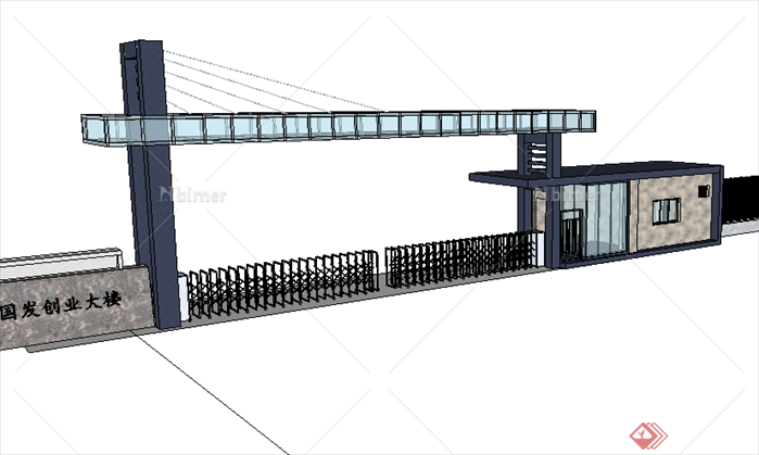 某现代风格园林景观大门设计SU模型素材35