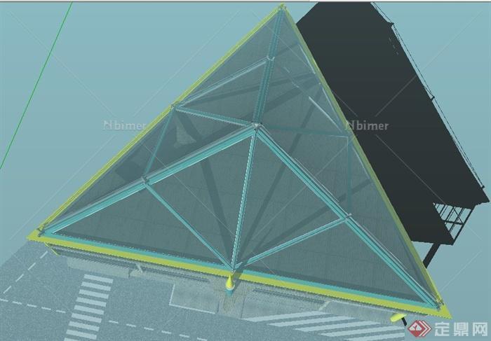 现代风格创意展览馆建筑设计SU模型