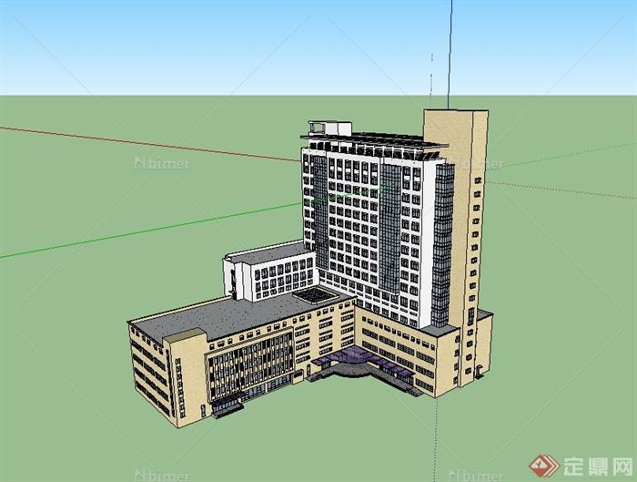 现代风格高层医院建筑大楼设计su模型[原创]