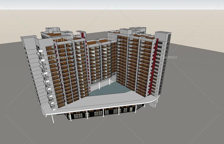 现代高层住宅公寓(47525)su模型下载
