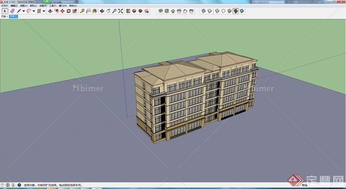 某一多层办公楼建筑设计SU模型