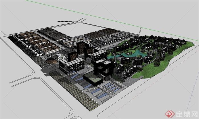 某现代风格详细精致新能源基地建筑楼设计su模型