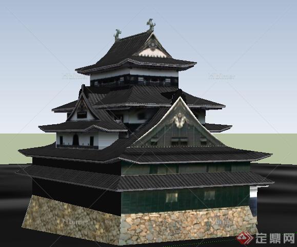 某古典中式寺庙建筑设计方案SU模型6[原创]