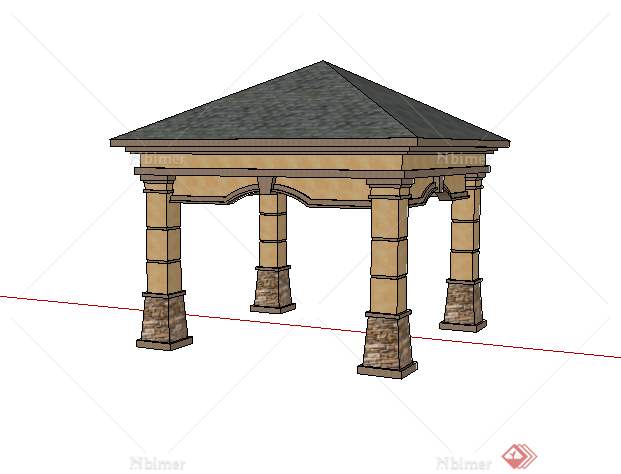 某欧式四角亭设计SU模型素材5