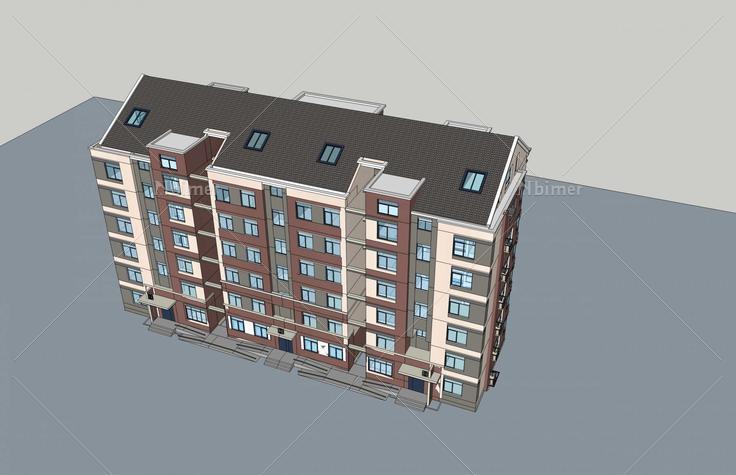 简欧风格多层住宅楼(46384)su模型下载