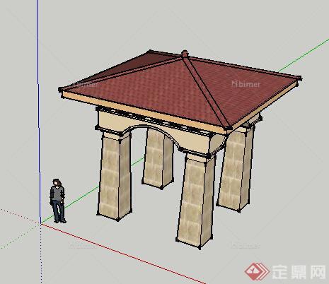 园林景观之欧式景观亭设计su模型13