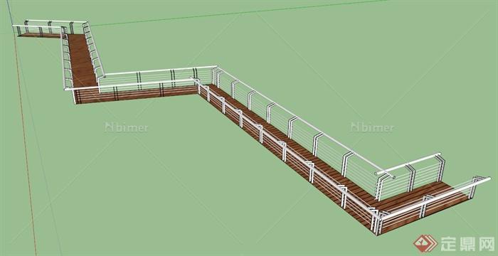 较窄的木栈道设计SU模型