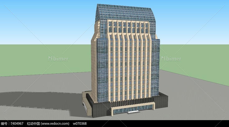商业区现代风格酒店SU建筑模型
