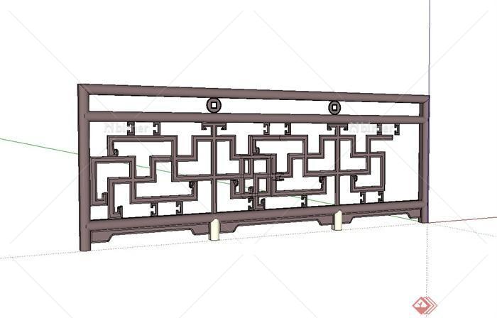 方格铁栏杆设计su模型