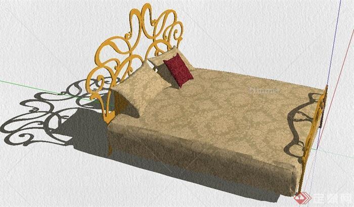 现代风格铁艺床su模型