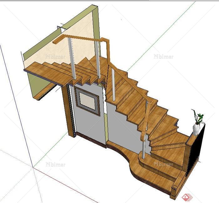 建筑节点木质楼梯设计SU模型