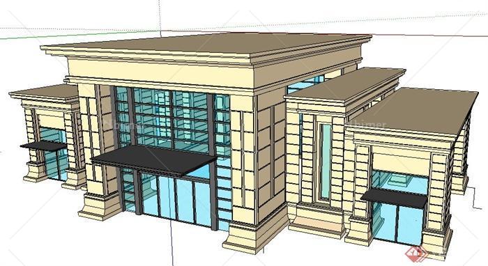 新古典风格售楼处建筑设计SU模型