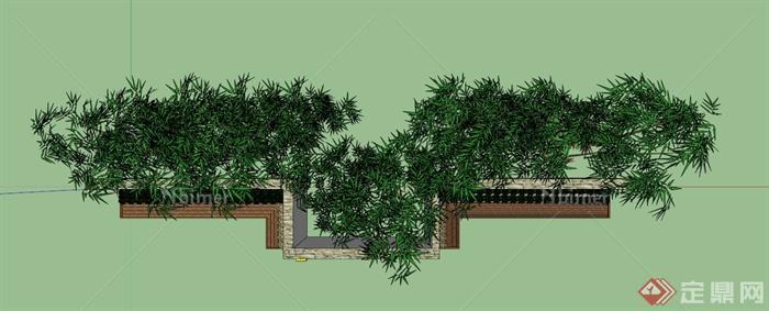 现代中式景墙SU模型