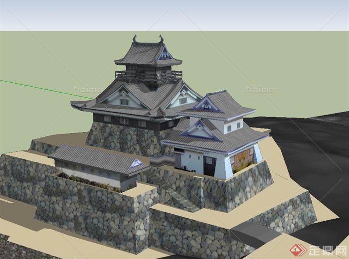 日式风格旅游古建筑设计su模型[原创]