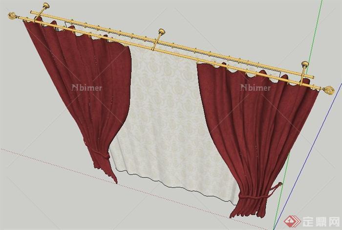 现代风格窗帘设计su模型