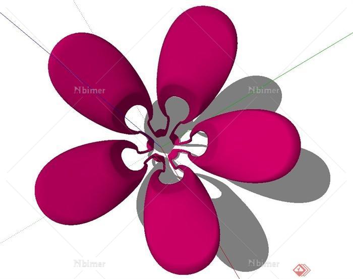 枚红色花朵形小品设计SU模型