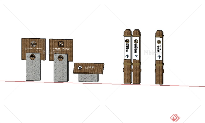 某指示牌标志设计SU模型素材2