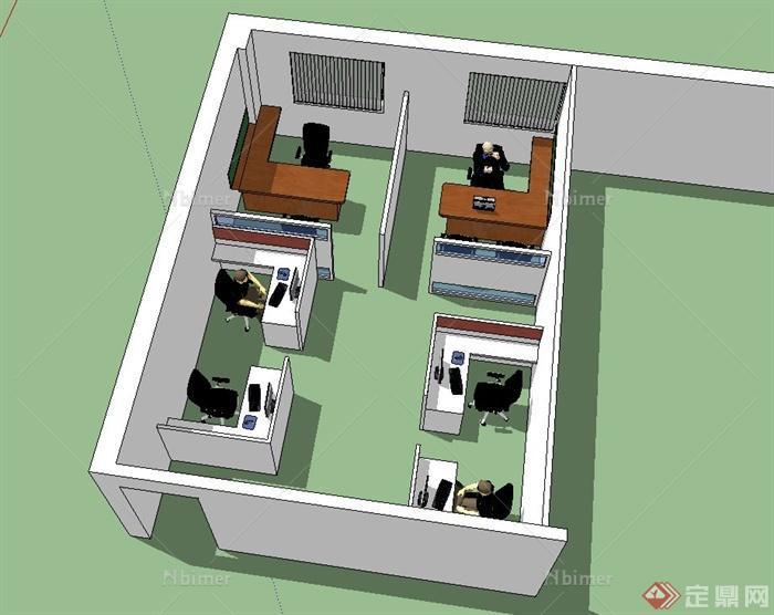某现代简单的办公空间设计su模型[原创]