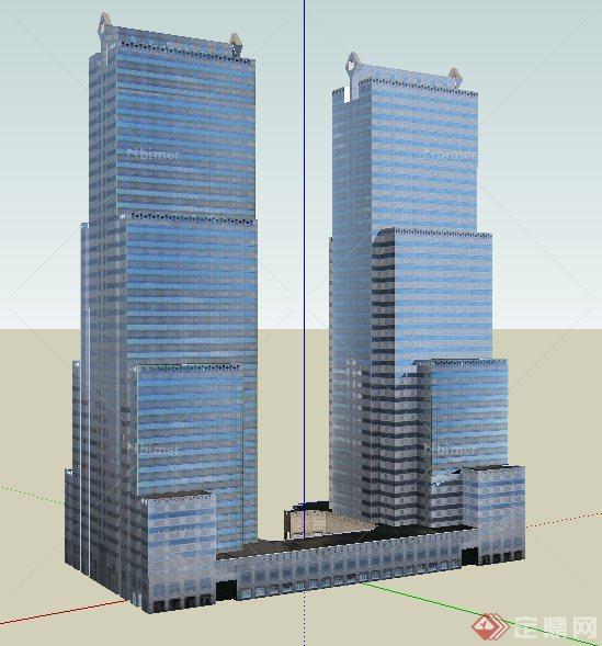 一幢现代高层办公楼建筑设计SU模型