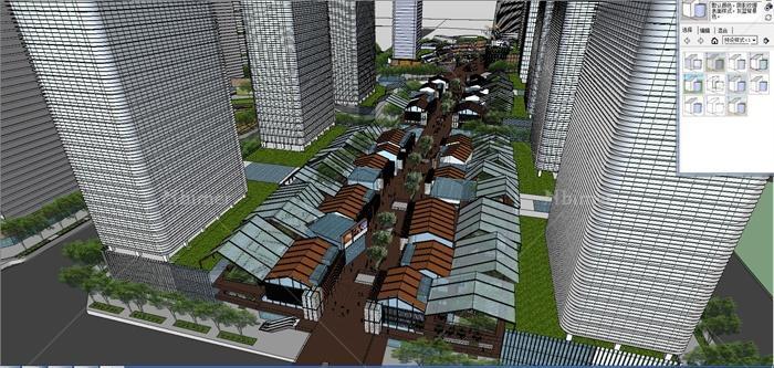 商业街建筑规划设计SU模型