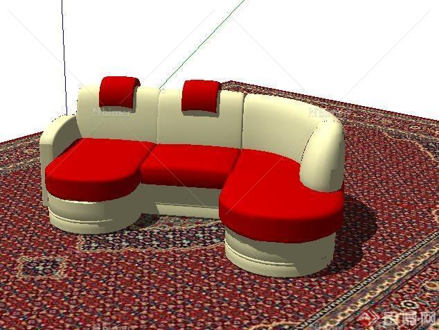 现代简约多人沙发设计su模型[原创]