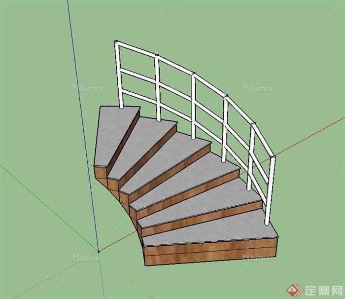 某建筑节点旋转楼梯设计SU模型