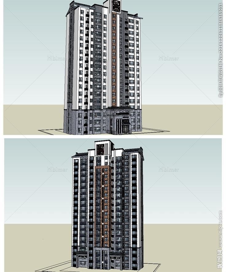 中式住宅建筑草图大师SU模型图片