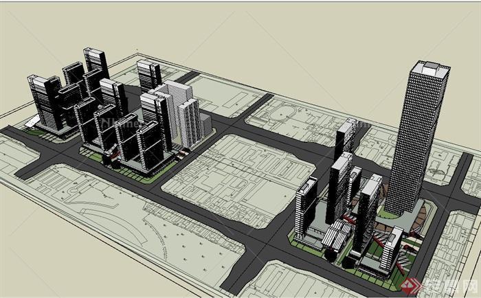 某CBD中央商务区建筑规划设计SU模型