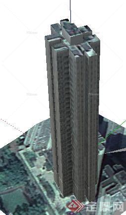 某一现代风格综合大楼建筑SU模型