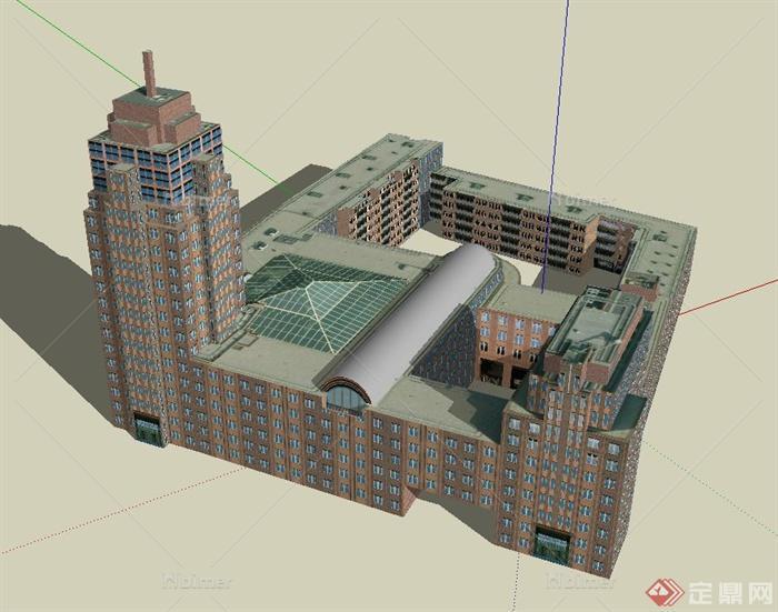 某中心法庭建筑设计SU模型