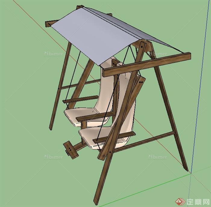 园林景观节点木质双人吊椅设计SU模型