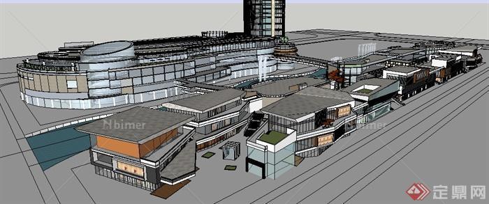 现代某商业中心商业办公综合建筑设计SU模型