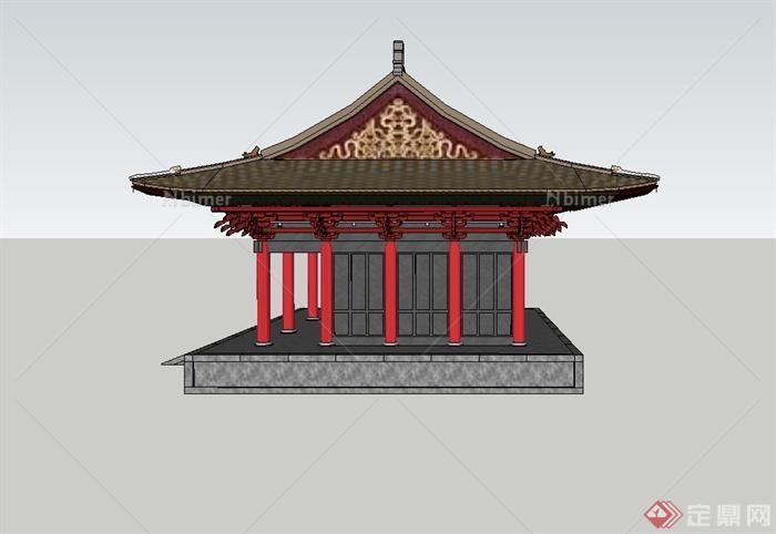 古典中式大殿文化建筑设计su精致模型