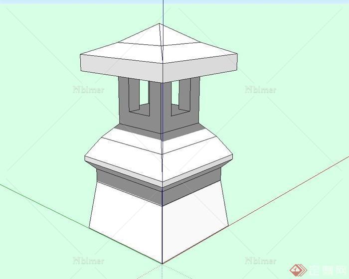 石灯塔设计su模型