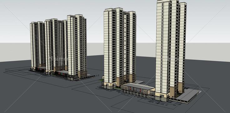 底层商业及住宅(77011)su模型下载