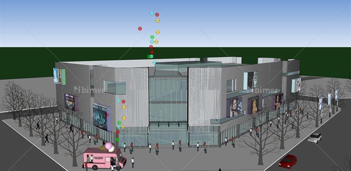三层商业广场建筑方案SketchUp精致设计模型[原创