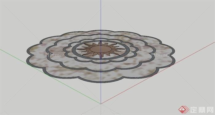 某欧式花型地面拼花SU模型