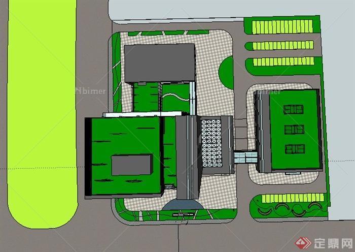 现代10层办公楼建筑设计SU模型