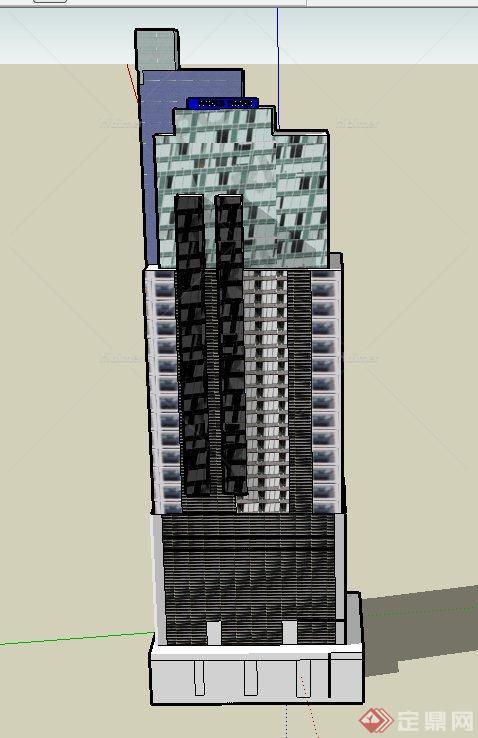 现代某高层城市独立办公建筑设计SU模型