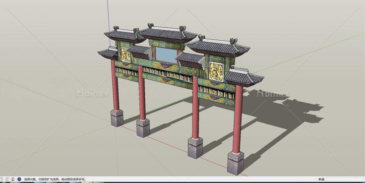 0927中式牌坊门楼大门25(184186)su模型下载