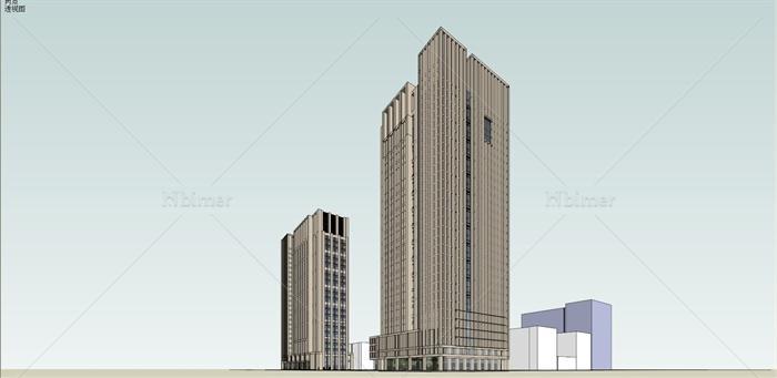 某现代风格详细精致商业办公大厦建筑设计su模型