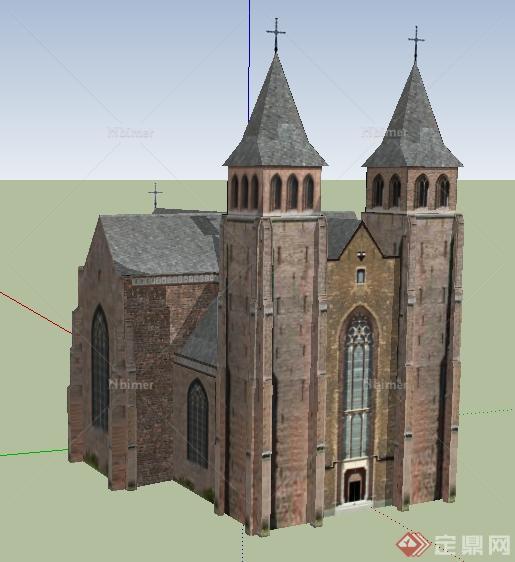 某英式风格教堂建筑设计SU模型