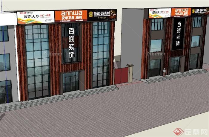 某沿街商铺建筑设计SU模型[原创]