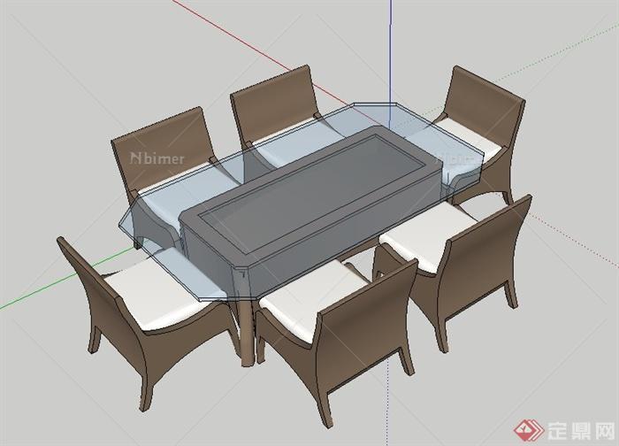 一套庭院桌椅设计SU模型