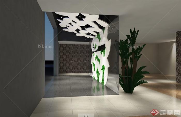 现代风格展厅门厅室内设计su模型（含效果图）