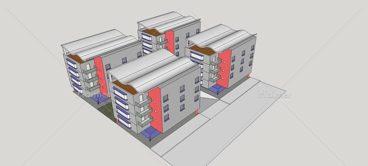 现代多层住宅楼(79500)su模型下载