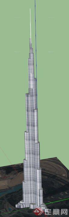 迪拜某超高层建筑设计SU模型