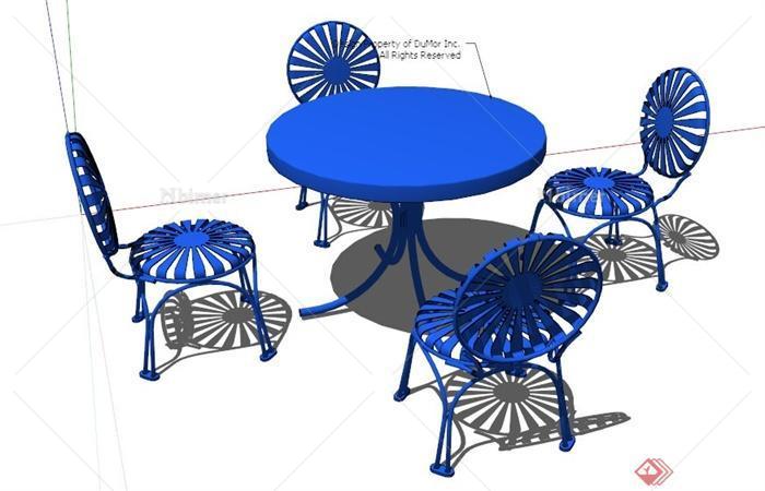 现代风格铁质桌椅组合su模型